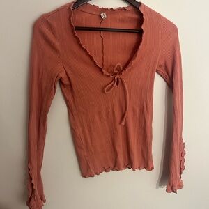 Free People Intimately long sleeves ribbon top